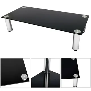 Melko - Tv-aufsatz 80 Erhöhung Für Tv Monitorständer Schwarz Fernseherhöhung Glas Bis 30kg Belastbar