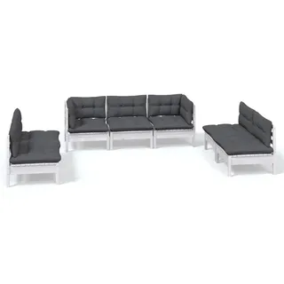 vidaXL Garten-Lounge-Set 7-tlg. Kiefer Massivholz weiß