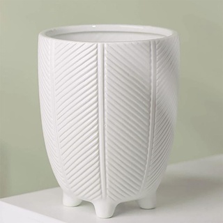 Leaf Keramik-Übertopf für den Innenbereich, 19 cm, Weiß
