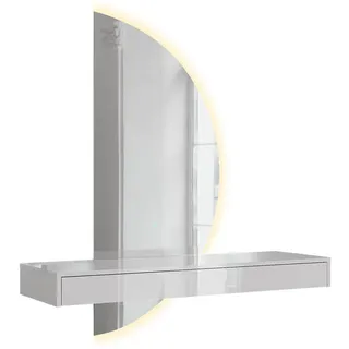 Vicco Schminktisch Sherry, Weiß Hochglanz, 120 cm mit LED-Spiegel