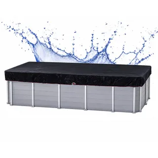 Quick Star Pool-Abdeckplane Sommer & Winter Poolabdeckung 200 g/m2 PE (Rechteckig, Schwarz, 660 x 360 cm Eckig), Beidseitig beschichtet, Gewebeverstärkt, UV-Resistent schwarz 660 x 360 cm Eckig