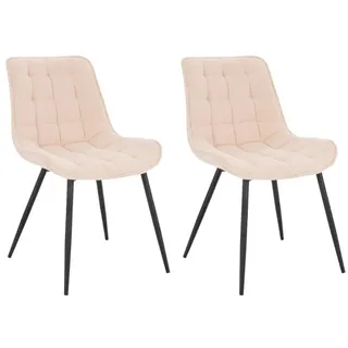 Home Deluxe Polsterstuhl IKALO Cord creme 2er Set