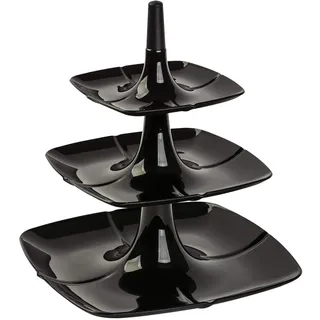 3 stöckige Etagere Kuchenständer Tortenplatte Tortenhalter Kunststoff schwarz