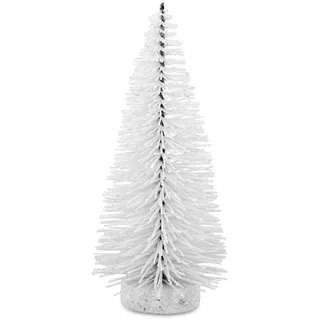 Dekobaum Glitzer 20 cm - weißer  Deko Tannenbaum - kleiner Metall Weihnachtsbaum