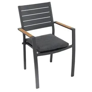 Dehner Montpellier Stapelsessel 55,5 x 55,5 x 88 cm dunkelgrau/braun