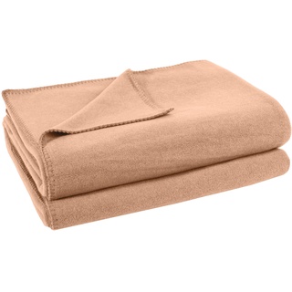 Soft-Fleece-Decke – Polarfleece-Decke mit Häkelstich – flauschige Kuscheldecke – 220x240 cm – 040 sand – von ’zoeppritz since 1828’