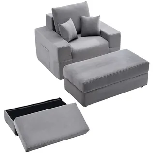 Vevor Chaiselongue Relaxliege 111,5 x 70 x 70 cm Grau mit Dekokissen