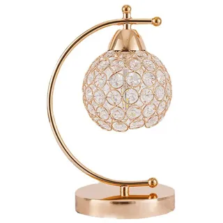 Mengjay Nordic Kristall Tischlampe, Dekorative Nachttischlampe, E27 Sockel Dekorative Nachtlampe, Tischleuchten für Wohnzimmer, Schlafzimmer, Esszimmer (Gold)