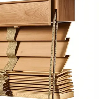 Holzjalousie Horizontal 5cm Lamellen, 30cm 45cm 55cm 60cm 75cm 85cm 95cm 105cm 140cm 160cm Verdunkelung Fenster Holz Jalousie, Sichtschutz Sonnenschutz Jalousien für Innen Außenbereich(Oak)