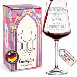 glastal Weinglas mit Gravur Personalisiert mit Jahr und Namen, 1986 40 Geburtstag Geschenk Frau 560ml Rotweingläser 1976 50 Geburtstag Geschenk für Frauen Männer Weinliebhaber zum Jubiläen Muttertag