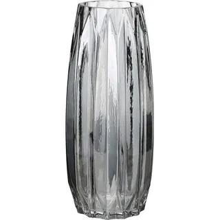 Famanu Glasvase Dekorative Vase - Geriffeltes Glasdesign - Schwarz Grau