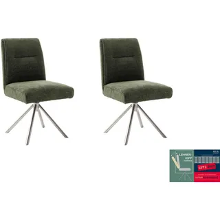 MCA furniture 4-Fußstuhl DELANE Esszimmerstuhl (2er Set) - Stuhl (Set, 2 St), Taschenfederkern, Lehnenkippfunktion, beweglicher Rücken, 360° drehbar grün