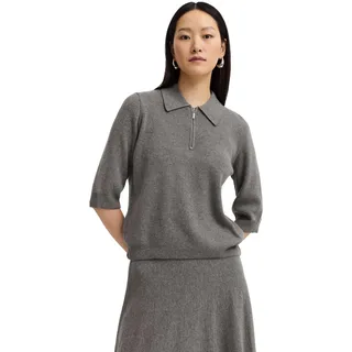 bugatti Damen Strick Polo Kurzarm W9082-85280 Reißverschluss weicher Wolle-Viskose-Kaschmir-Mix Business Freizeit - L