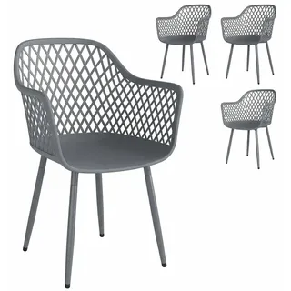 Outsunny Gartenstuhl 4er Set UV-beständige Gartenstühle mit Armlehne Rückenlehne - Dunkelgrau