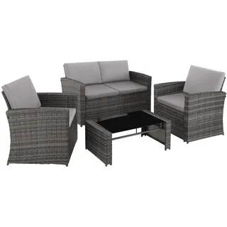 Tectake Rattan Lounge für 4 Personen widerstandsfähig - Grau