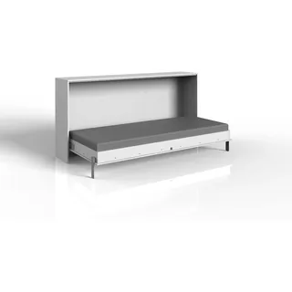 Klappbett Juist – Schrankbett in Eiche San Remo oder Weiß, Made in Germany, TÜV-geprüft, in 90x200 cm, 120x200 cm und 140x200 cm, Jugendbett oder Gästebett (90 x 200 cm in Weiß)