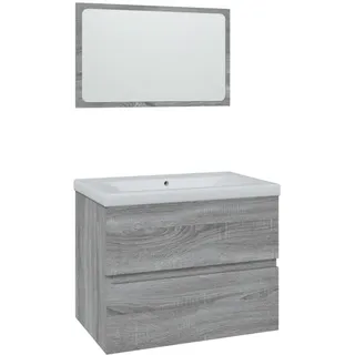 vidaXL Badmöbel-Set Grau Sonoma 5-tlg. Holzwerkstoff