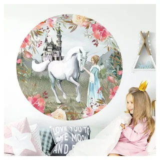 Little Deco Wandtattoo Prinzessin & Einhorn DL588 XL - 120 x 120 cm (BxH)