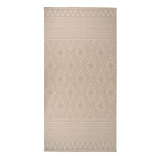 vidaXL Outdoor-Teppich Flachgewebe 100x200 cm Braun Gestreift
