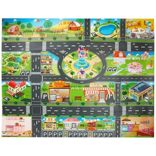 VANTIYAUS Teppich aus Kunststoff für Spielzeug, Spritzschutz, waschbar, für Boden oder Tisch, Kinderteppich aus PVC, ideal zum Spielen mit Autos und Spielzeug, Lernteppich für