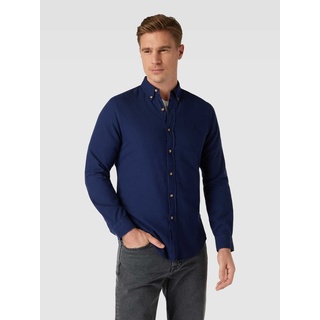 Slim Fit Freizeithemd mit Logo-Stitching, Jeansblau, M