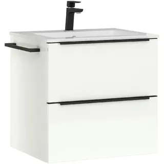 Nobilia Waschtischkombi, Schwarz, Weiß Hochglanz, Metall, 2 Schublade(n) Schubladen, 61 cm, Blauer Engel, Pefc, Goldenes M, Made in Germany, Tcsa, Carb2, DGM-Emissionslabel, Zusatzausstattung erhältlich, hängend, Badezimmer, Waschbecken & Armaturen, Waschtische