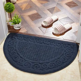 rutschfeste Halbrunder Fußabtreter, Treer Waschbar Schmutzfangmatte Türmatte Outdoor Wetterfest Fußmatten Halbrund Sauberlaufmatte für Eingangsbereich, innen und außen (48 * 78CM,Navy blau)