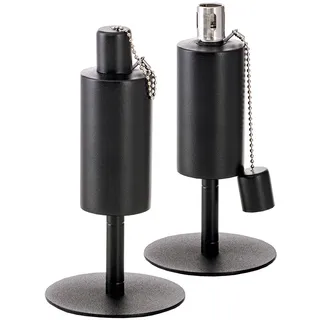 Hussala Bologna Öl Tisch Fackeln Edelstahl (24 cm), nachfüllbar, Gartenfackeln (2 Stück), schwarz