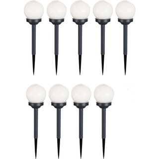 ETC Shop Solarleuchte Kugel Garten LED Gartendeko Kugelleuchte Solar 10 cm Solarkugel für Außen klein, Leuchtdauer ca. 6-8 Stunden, H 38 cm, 9er Set