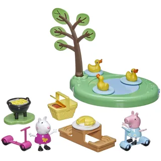 Peppa Pig Peppa`s Adventures Picknick mit Peppa Spielset, Vorschulspielzeug mit 2 Figuren und 8 Accessoires, für Kinder ab 3 Jahren