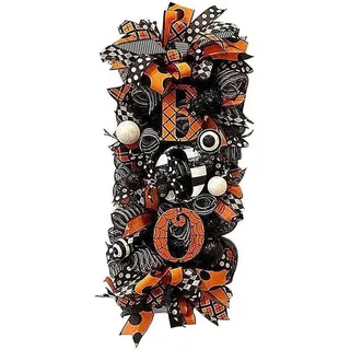 Sorvyzxn Dekokranz Halloween-Türkranz, Herbstkranz mit Spinnennetz und Bändern, für Tisch Haustür und Wand Erntedank Herbst-Dekoration