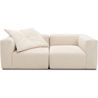 DOMO. collection Modulsofa Malia, 2 Sitzer, Bigsofa, 2er Couch, Cord Sofa, 216 cm breit in weichem Cord beige