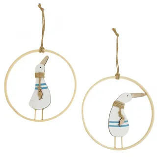 Hängedeko Fenster Dekohänger Maritime Holzkunst Ente Ø15cm 4er Set, 4 Stück