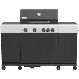 Mini Outdoor Küche, Gasgrill 4+1 Brennern 14,5 kW, LED, Gusseisenrost