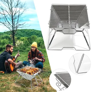Jiubiaz Faltbarer Lagerfeuer-grill Mobiler Tragbarer Holzkohlegrill 304 Edelstahl Für Das Kochen Im Freien