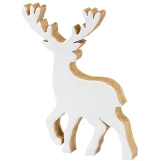 levandeo Deko Aufsteller Hirsch H21 cm Mango/Weiß/Natur/Braun