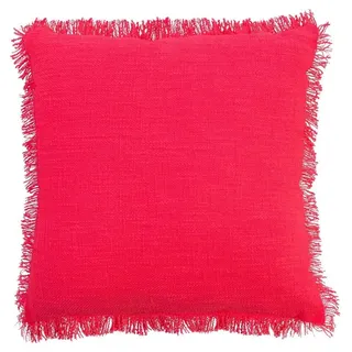 Dekokissen LIONI, 45 x 45 cm, Pink, Baumwolle, mit Fransen, Reißverschluss rosa