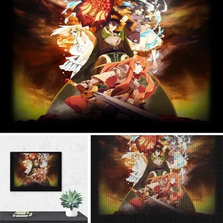 PAWCA 5D Full Diamond Painting Kit,Anime The Rising of the Shield Hero,DIY Diamond Strass Painting Kits für Erwachsene Stickerei Kunst Home Decor(round drill)-50x60cm
