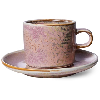 HKliving - Chef Ceramics Tasse mit Untertasse, 220 ml, rustic pink