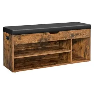 VASAGLE Schuhbank 100 x 44 x 30 cm gepolstert / braun