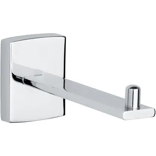 tesa KLAAM Ersatzrollenhalter - 46 mm x 61 mm x 136 mm | Toilettenpapier-Aufbewahrung zur Wandbefestigung ohne Bohren - aus verchromtem Metall - inkl. Klebelösung