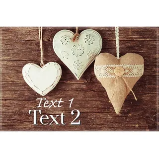 Manutextur Fußmatte mit Namen - Motiv Holzbrett Herzen - viele Familien-Motive - Schmutzfangmatte personalisiert - Größe 50x80 cm - persönliches & individuelles Geschenk