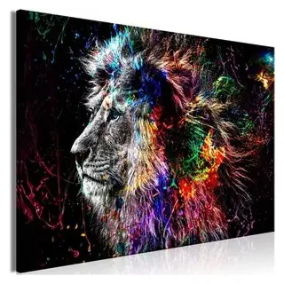 Artgeist Wandbild Bunter Löwe, Leinwand, Querformat, 120 x 80 cm