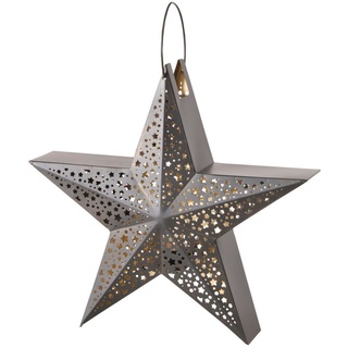 BOLTZE Windlicht Weihnachtsdeko, mit kleinen Sternen verziert, großer Weihnachtsstern Eisen Metall schwarz