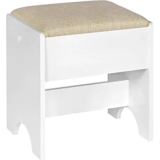 Woltu Hocker Leinen 40 x 45 x 30 cm Weiß/Beige
