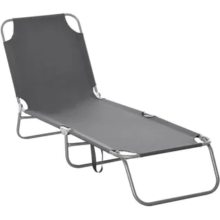 Outsunny Sonnenliege Klappbar Gartenliege bis 120 kg Belastbar Grau
