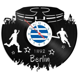 GRAVURZEILE Wanduhr Schallplattenuhr Berlin - 100% Vereinsliebe - Fußball - schwarz