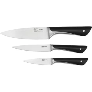 Messer-Set TEFAL "K267S3 Jamie Oliver" Kochmesser-Sets grau (schwarz, edelstahlfarben) Küchenmesser-Sets hohe Leistung, unverwechselbares Design, widerstandsfähiglanglebig