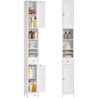 VASAGLE Badezimmerschrank hoch 19,5 x 21,4 x 180 cm Wolkenweiß