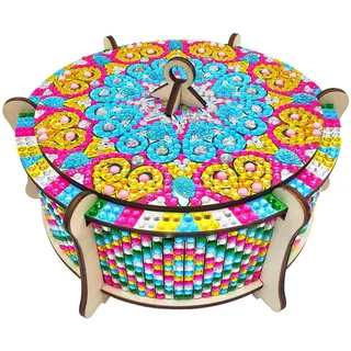 CXINLky Diamond Art Painting Aufbewahrungsbox, Diamond Art Painting Box, DIY Mandala Diamond Art Painting Schmuckkästchen Aufbewahrungsbox Holz Organizer Box Geschenkbox-02-Mandala
